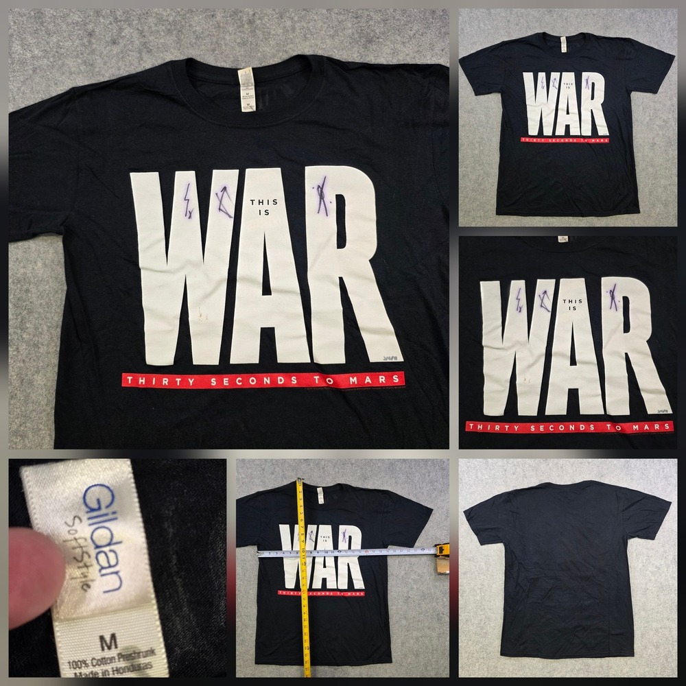 Thirty Seconds To Mars This Is War T Shirt Mens Medium Black 2010 Band Tee